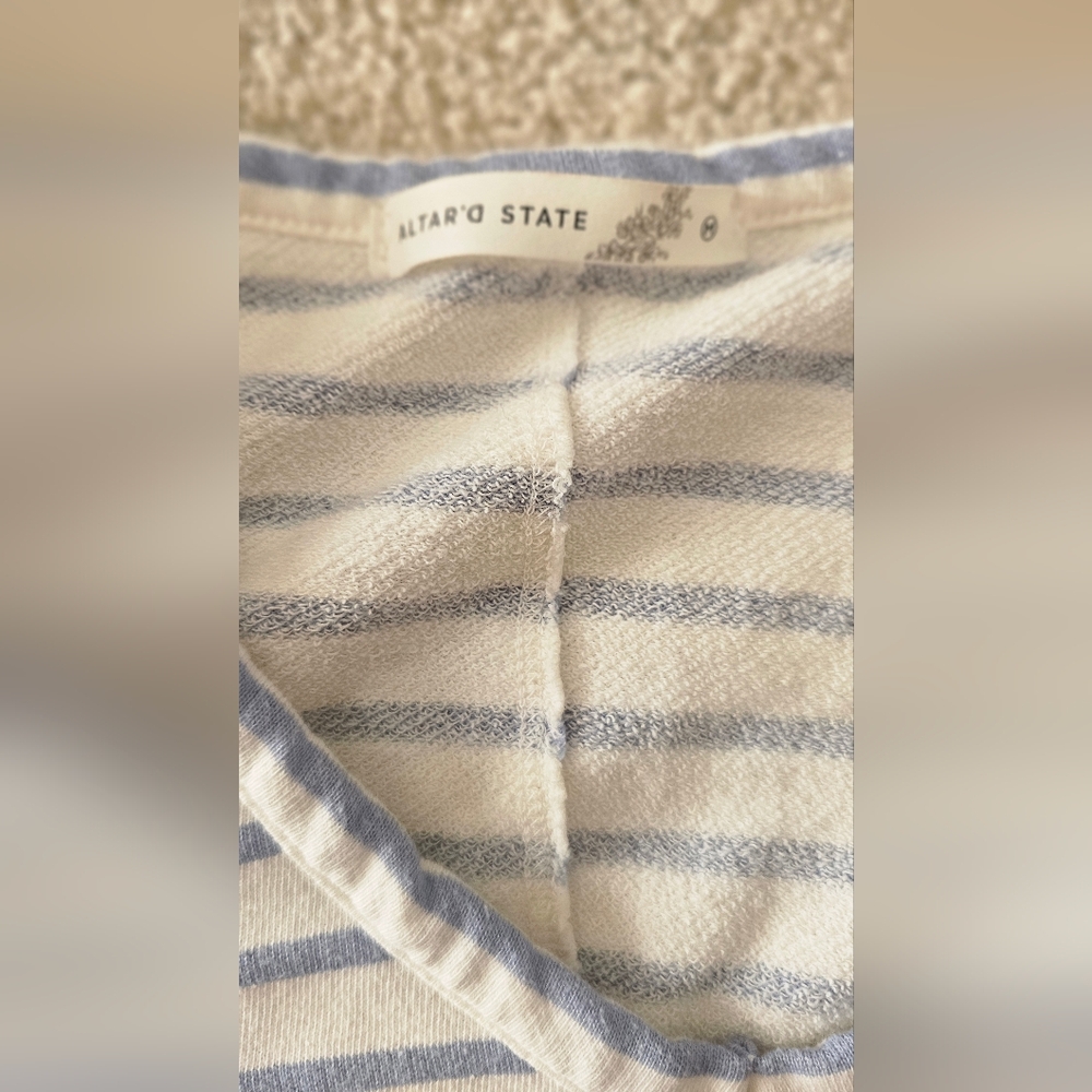 Altar'd State SYLVIE Blue and White Striped Tee MEDIUM - Picture 3 of 9